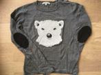 Pull gris (23% laine) motif brodé ours polaire 10 ans, Utilisé