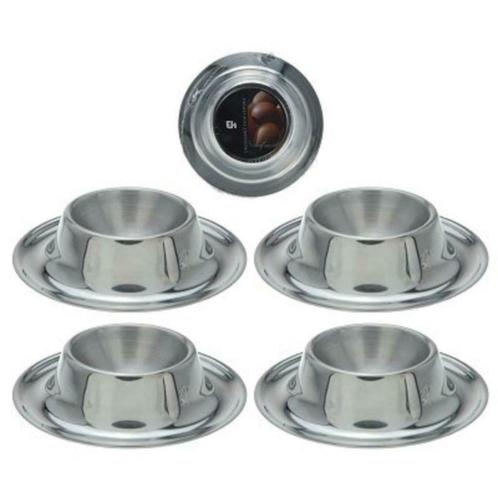 Eierdop metaal rvs set 4 stuks, Huis en Inrichting, Keuken | Servies, Nieuw, Overige typen, Overige materialen, Ophalen of Verzenden