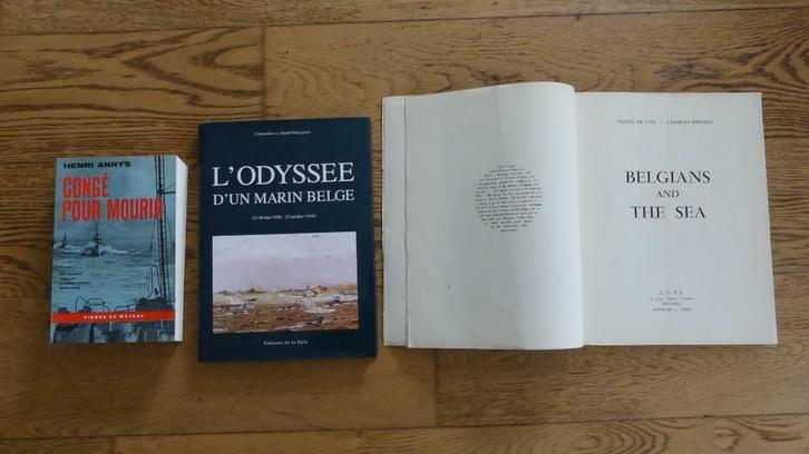 Lot van 3 boeken over Belgische zeemannen en zeemacht, Boeken, Oorlog en Militair, Gelezen, Marine, Tweede Wereldoorlog, Ophalen of Verzenden