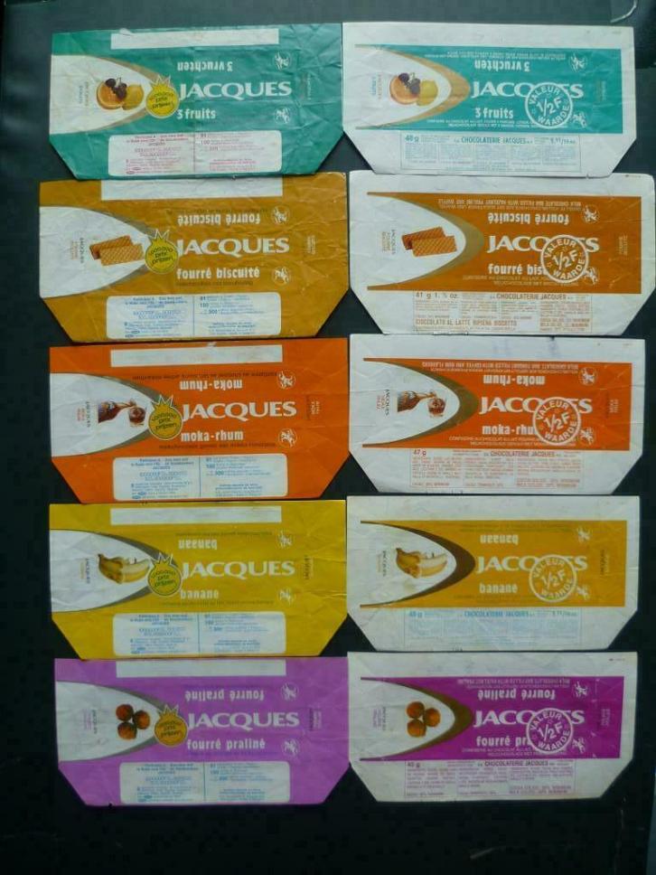 Chocolade Jacques emballage wikkels omslagen x10 chocolat, Collections, Collections Autre, Utilisé, Enlèvement ou Envoi