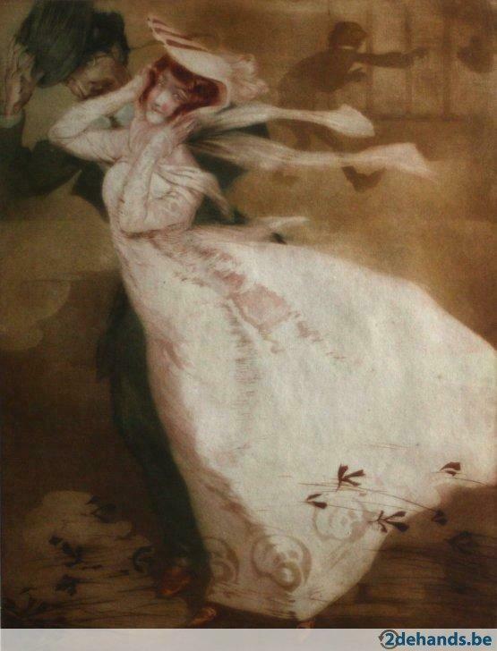 ets Victor Mignot (1872-1944) Art Nouveau, Antiek en Kunst, Kunst | Etsen en Gravures