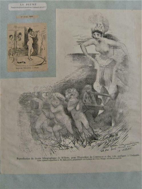 Recueil de 6 pages v. 44 dessins/gravures - A. Willette, Collections, Revues, Journaux & Coupures, Coupure(s), Avant 1920, Enlèvement ou Envoi