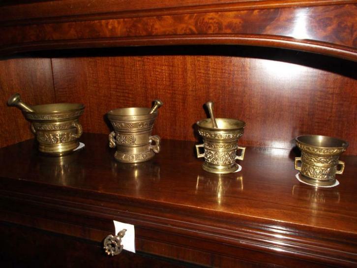 Apothekers vijzels (4 stuks) in koper/brons, Antiek en Kunst, Antiek | Brons en Koper, Koper, Ophalen of Verzenden
