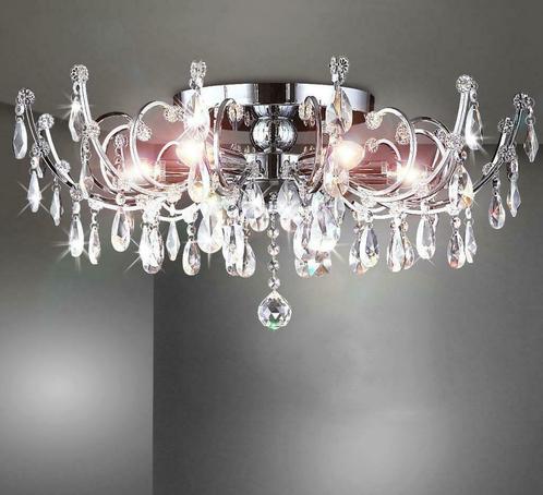 Dimbare Kristallen XL60cm Klassieke Retro Plafondlamp 6x E14, Maison & Meubles, Lampes | Plafonniers, Neuf, Métal, Enlèvement ou Envoi