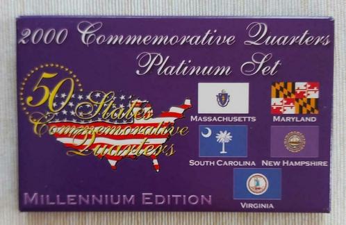 USA - 2000 Commemorative Quarters Platinum Set/Millennium Ed, Timbres & Monnaies, Monnaies | Amérique, Série, Amérique du Nord