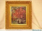 Schilderij op doek, zwarte vaas met bloemen, Ophalen
