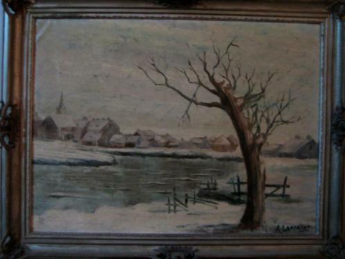 Winterlanschap van kunstschilder  Arthur Lambrecht., Antiquités & Art, Art | Peinture | Classique, Enlèvement