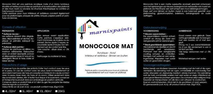 SUPERDEKKENDE VERF MONOCOLOR WIT, Doe-het-zelf en Bouw, Verf, Beits en Lak, Nieuw, Verf, 5 tot 10 liter, Wit, Ophalen