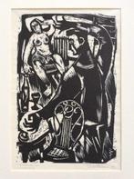 linosnede Jan Battermann - 't onbekende (1957), Antiek en Kunst, Ophalen of Verzenden