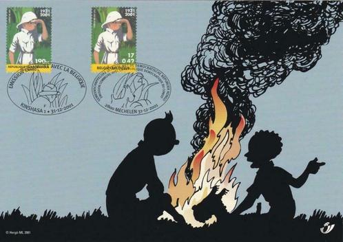 Tintin au Congo Carte-souvenir 2001, Timbres & Monnaies, Timbres | Timbres thématiques, Affranchi, Autres thèmes, Enlèvement ou Envoi