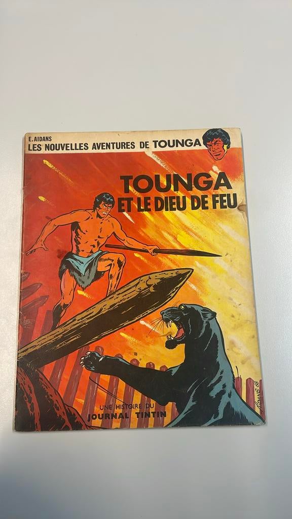 Aventures Tounga et le dieu de feu journal tintin E. AIDANS, Livres, BD, Enlèvement ou Envoi, Une BD, Utilisé, E. AIDANS
