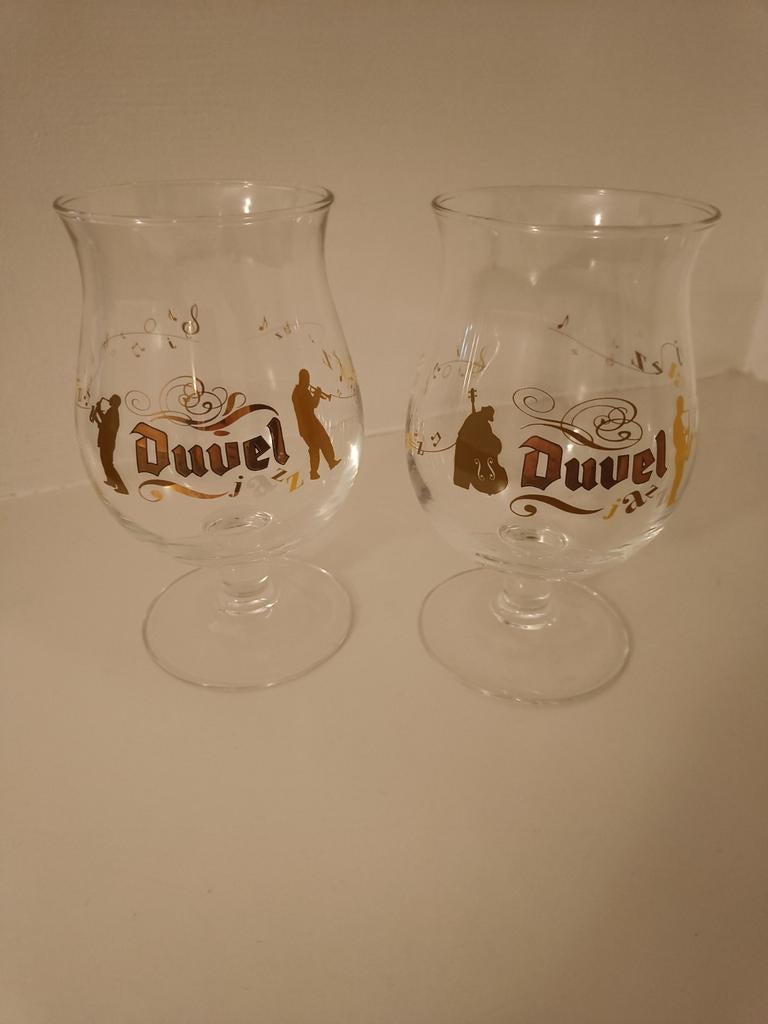 2 nieuwe verschillende jazz Duvel glazen, Verzamelen, Ophalen, Duvel