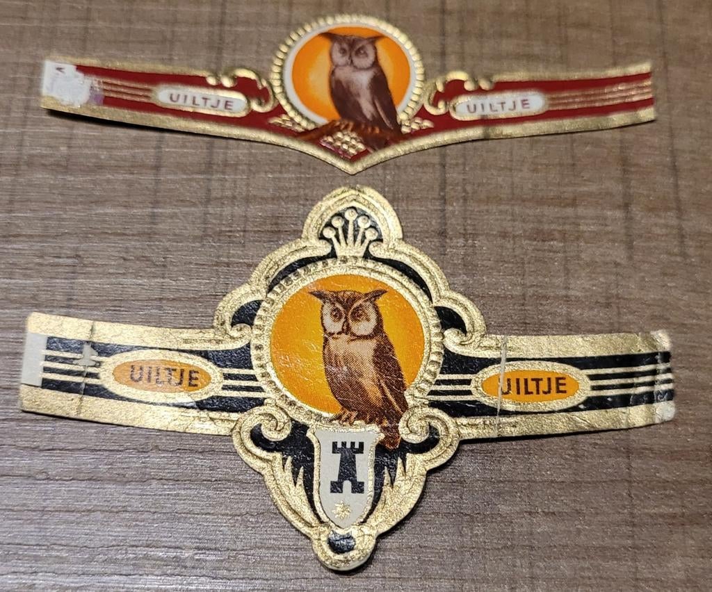 2 oude sigarenbandjes: Uiltje, Enlèvement ou Envoi, Utilisé, Bagues de cigare