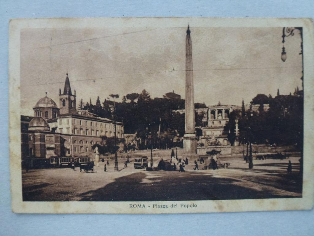 Rome  Roma Piazza del Popolo beschreven met zegel, Ophalen of Verzenden, 1920 tot 1940, Gelopen, Italië
