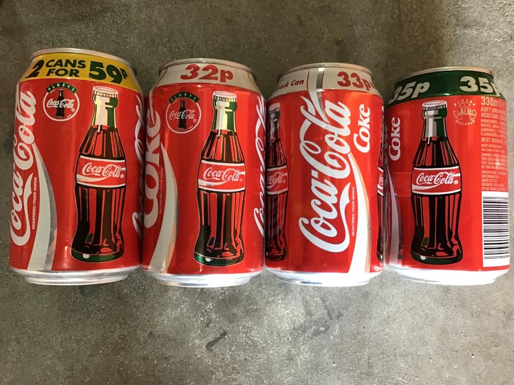 Coca-Cola 16 verschillende Engelse blikjes, Ophalen of Verzenden, Gebruikt, Verpakking