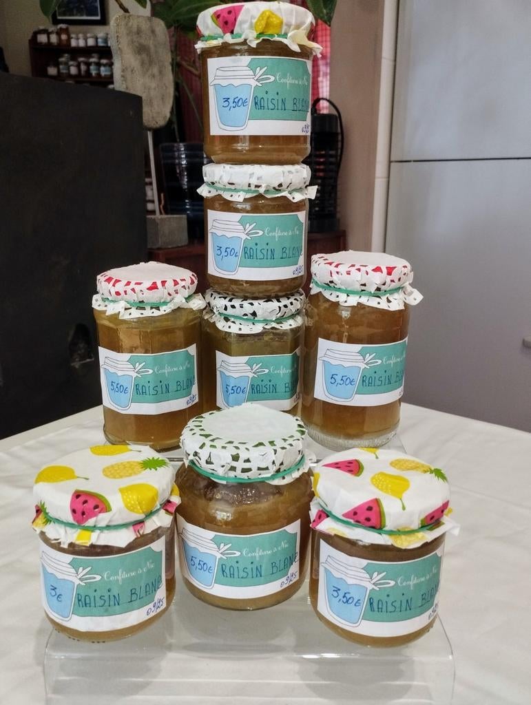 Confiture MAISON ARTISANALE aux RAISINS BLANCS, Enlèvement