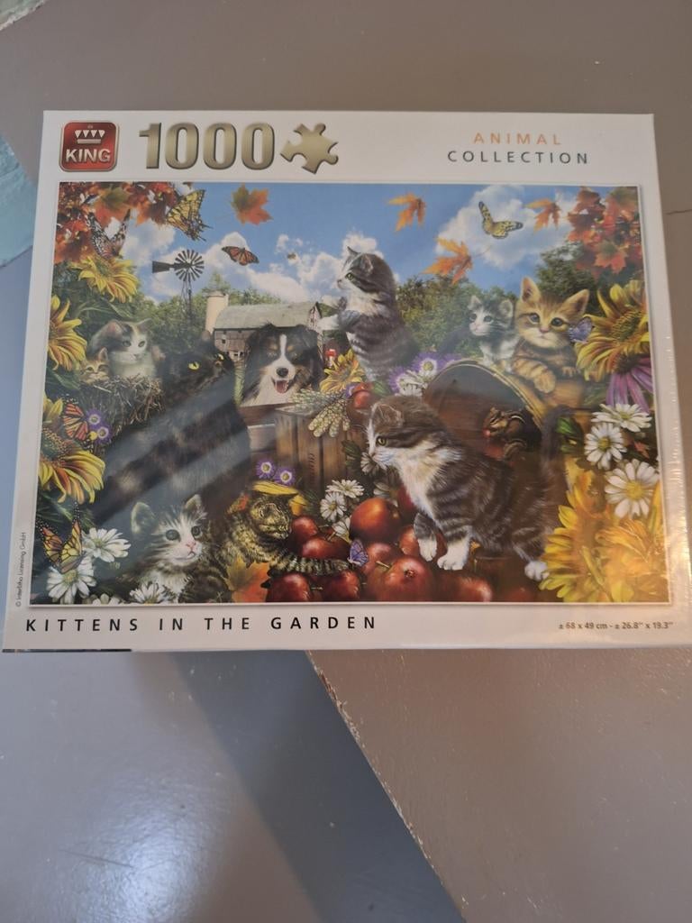 Nieuwe puzzel kittens in the garden 1000 st, Hobby en Vrije tijd, Ophalen of Verzenden, Zo goed als nieuw