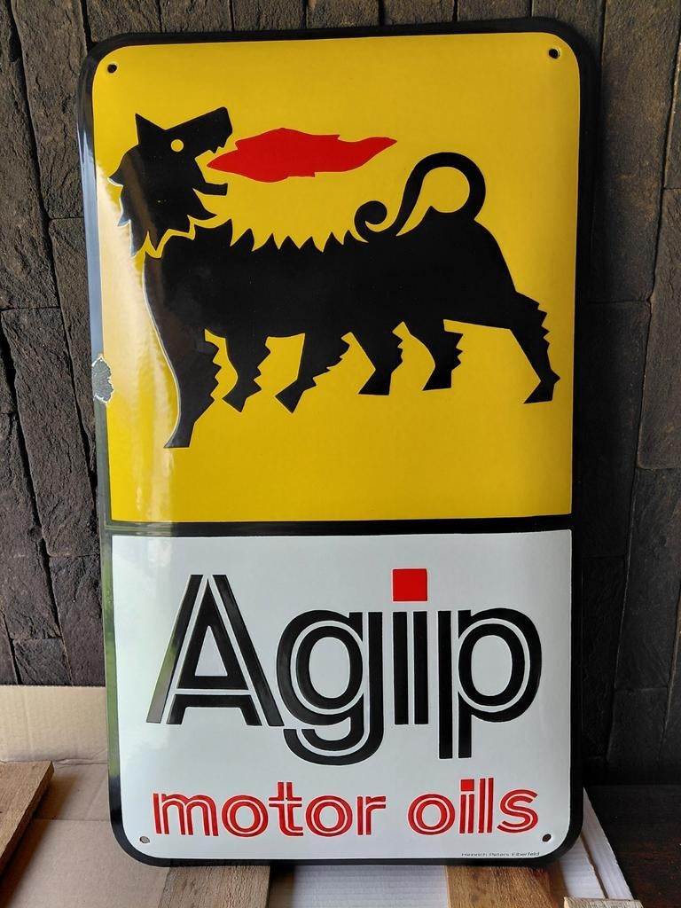 Emaillebord AGIP- Tankstation XL, Verzamelen, Ophalen of Verzenden, Zo goed als nieuw
