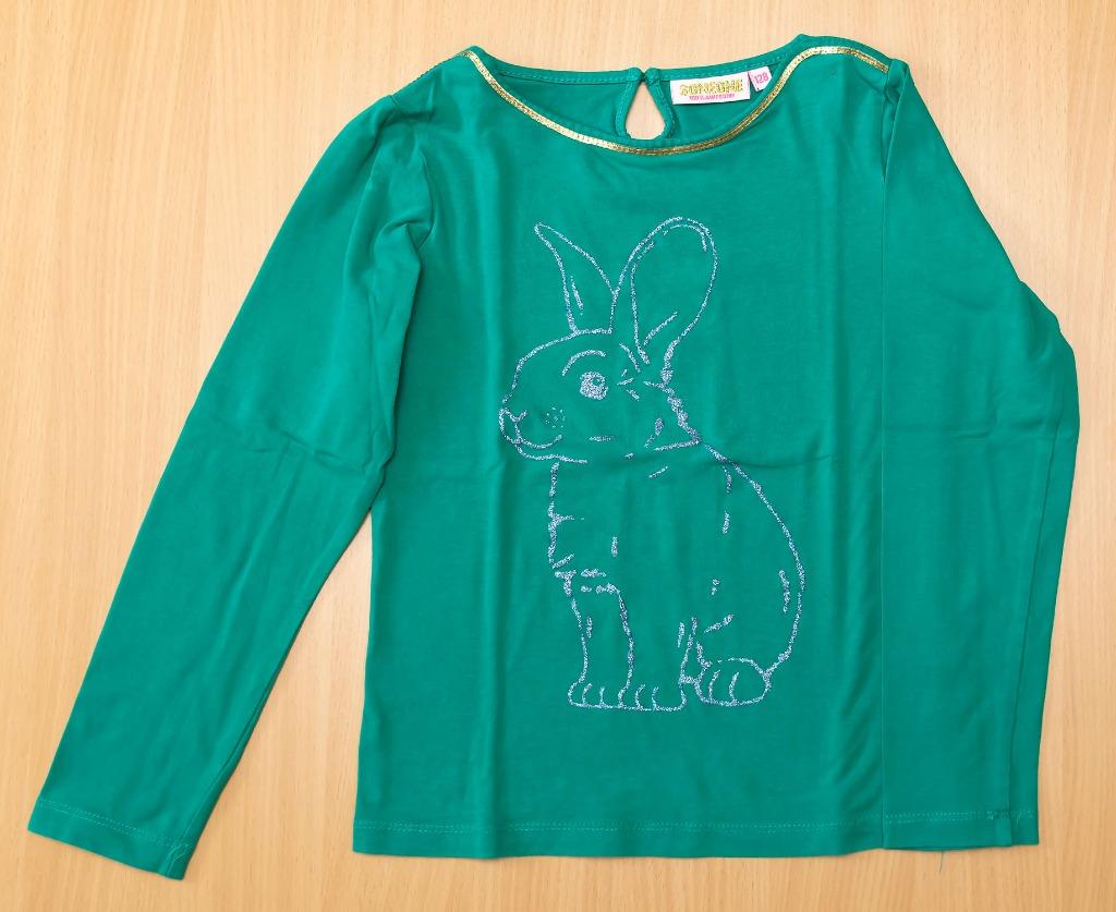 Groene T-shirt met konijn van Someone, maat 128, Gebruikt, Meisje, Ophalen of Verzenden, Someone