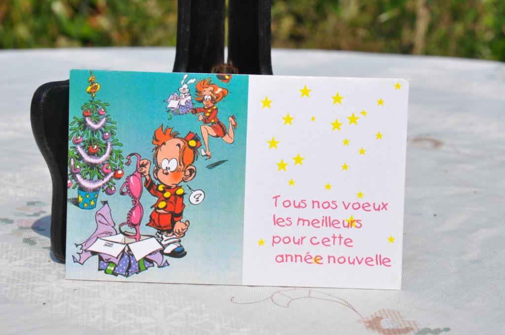 carte de vœux thème bd Spirou avec enveloppe (1), Collections, Enlèvement ou Envoi, 1980 à nos jours, Non affranchie, Autres thèmes