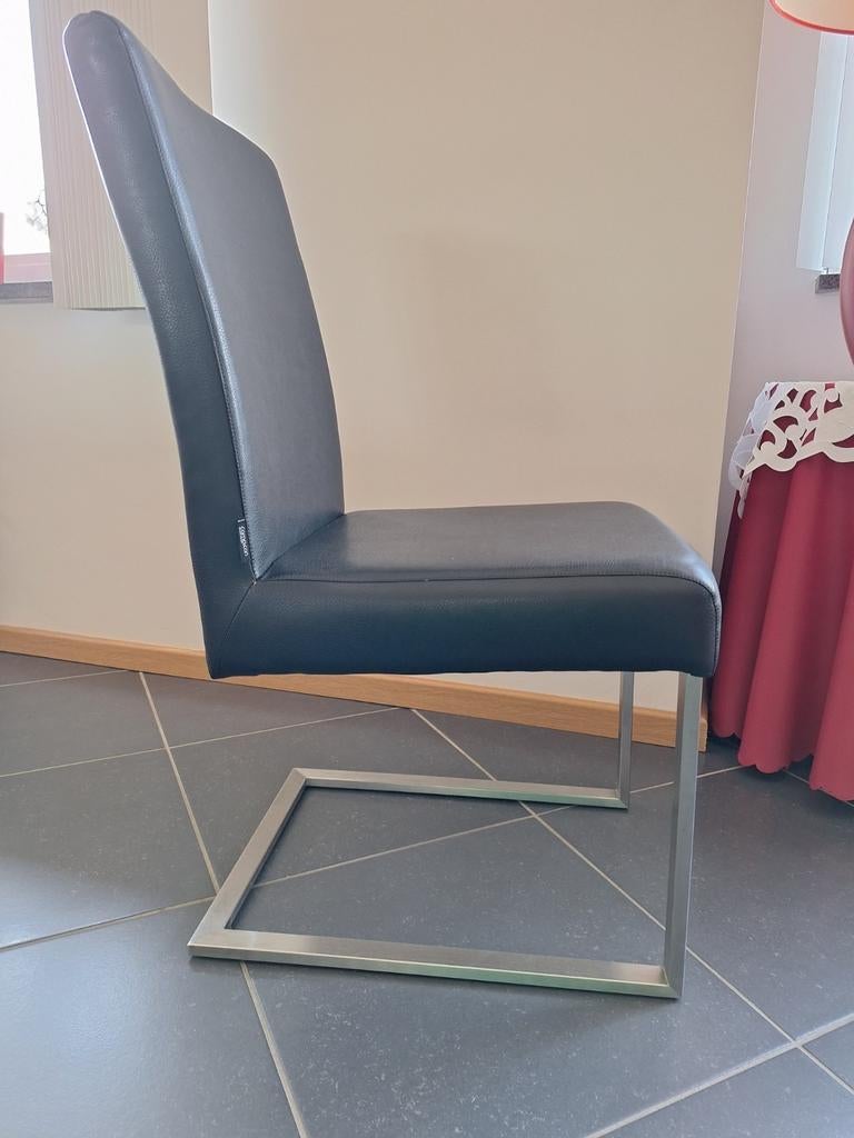 4 leren stoelen, zwart, Huis en Inrichting, Stoelen, Ophalen, Gebruikt, Zwart