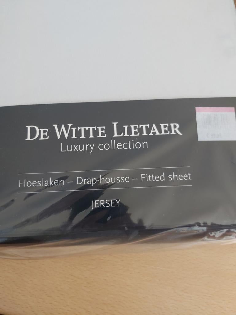 Hoeslaken  boxspring 160 x 220 de witte lietaer nieuw, Ophalen, Zo goed als nieuw, Grijs