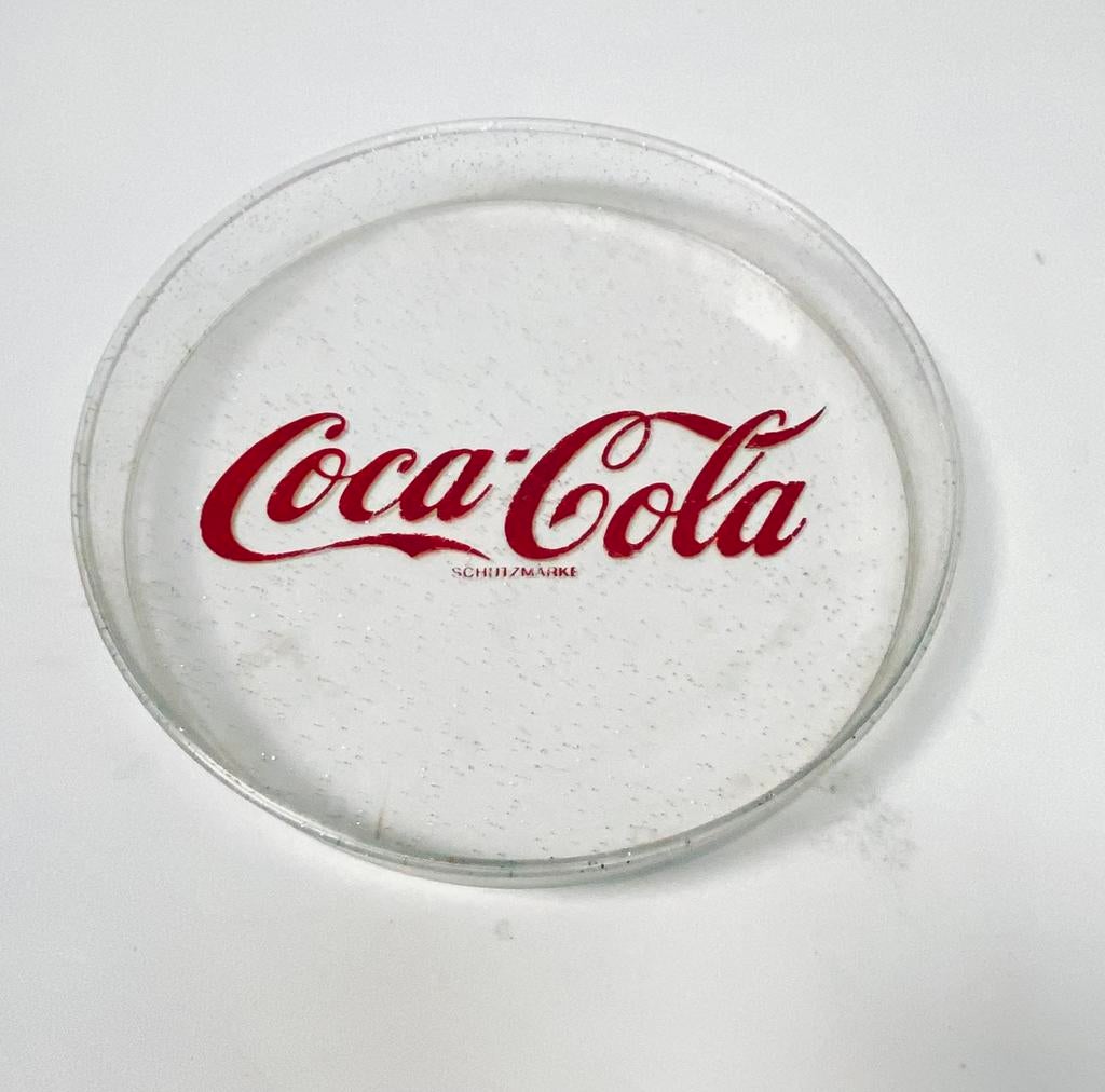 Pvc dien plateau coca cola met zilver glinsters, Ophalen