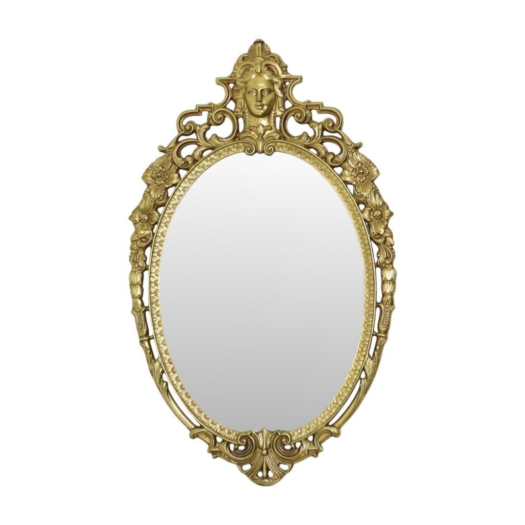 Franse Messing Kuifspiegel Goud Barok Louis XV Stijl, Minder dan 50 cm, Gebruikt, Ophalen of Verzenden, Nvt