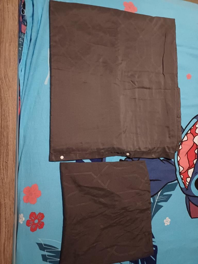 Housse de couette pour 2 personnes avec taie d'oreiller, Enlèvement, Noir, Housse de couette