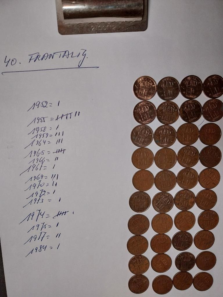 50 cent bef mijnwerker belgique 40 stuks 1952-1984 verhuis, Postzegels en Munten, Ophalen, Overig, Losse munt