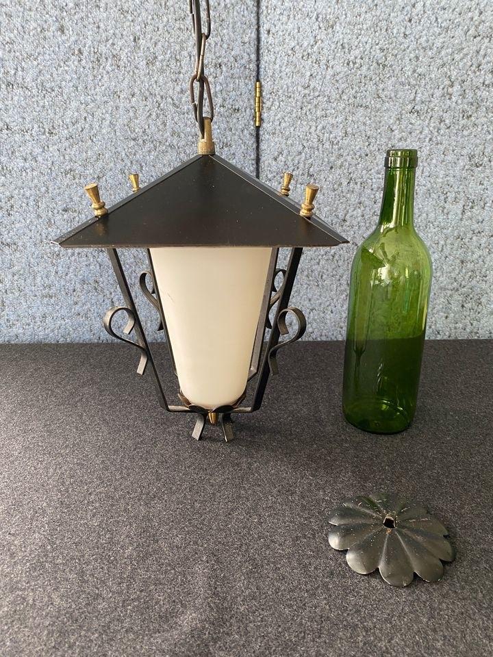 Suspension vintage tole verre 40s 50s lanterne lampe, Enlèvement