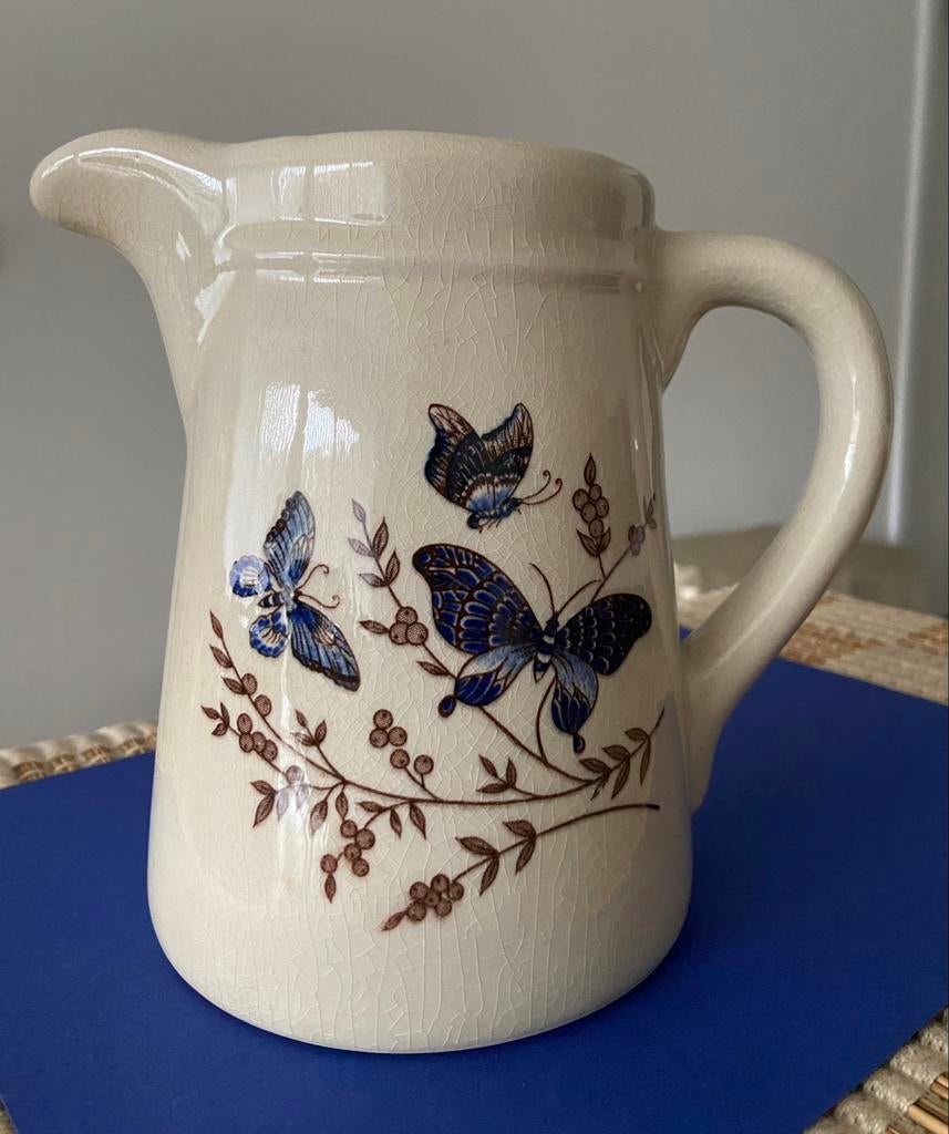 VINTAGE GEËMAILLEERDE KRUIK VAN STEENGOED - vlinderpatroon, Ophalen of Verzenden
