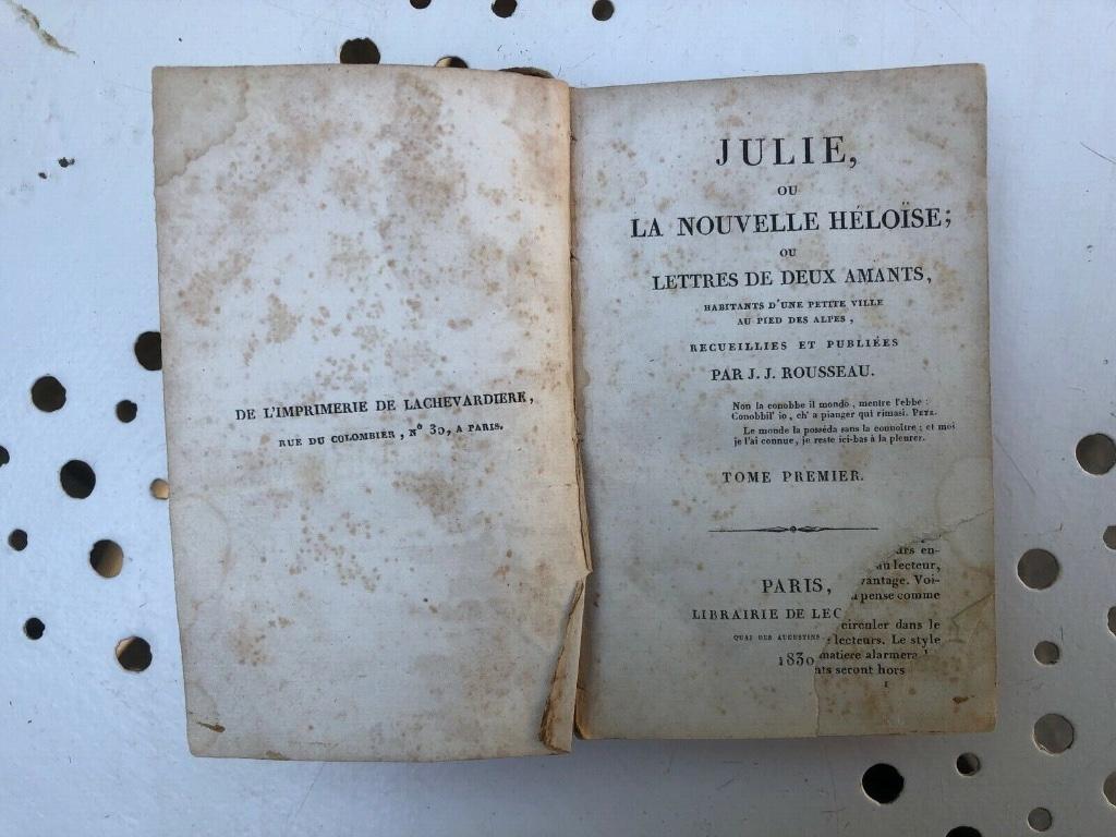 Julie ou la nouvelle Héloïse Rousseau 1830 Lachevardière, Livres, Romans, Utilisé, Europe autre, Envoi