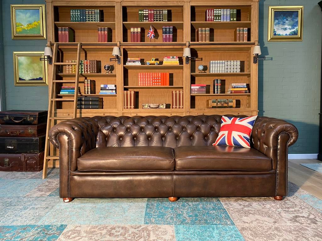Ruime Chesterfield zetel bruin GRATIS GELEVERD, Enlèvement ou Envoi, Cuir