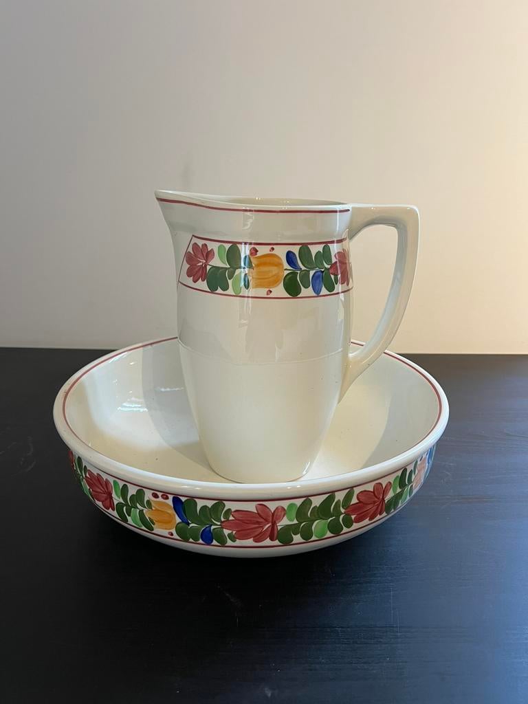 Waskom en waterkan van lampetstel, Antiek en Kunst, Ophalen