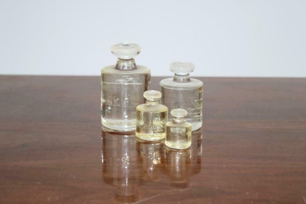 set van 4 glazen apothekersgewichten, Ophalen of Verzenden