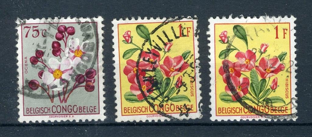 BEL. CONGO 309/310 estampillé 1952 - Fleurs multicolores, Timbres & Monnaies, Timbres | Europe | Belgique, Enlèvement ou Envoi
