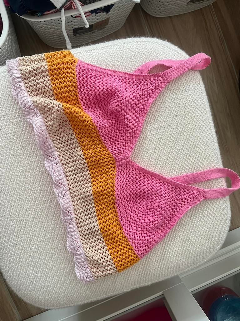 Ensemble jupe et crop top maille crochet 38, Zo goed als nieuw