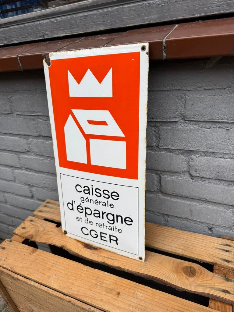 Oud emaille reclame bordje, Ophalen