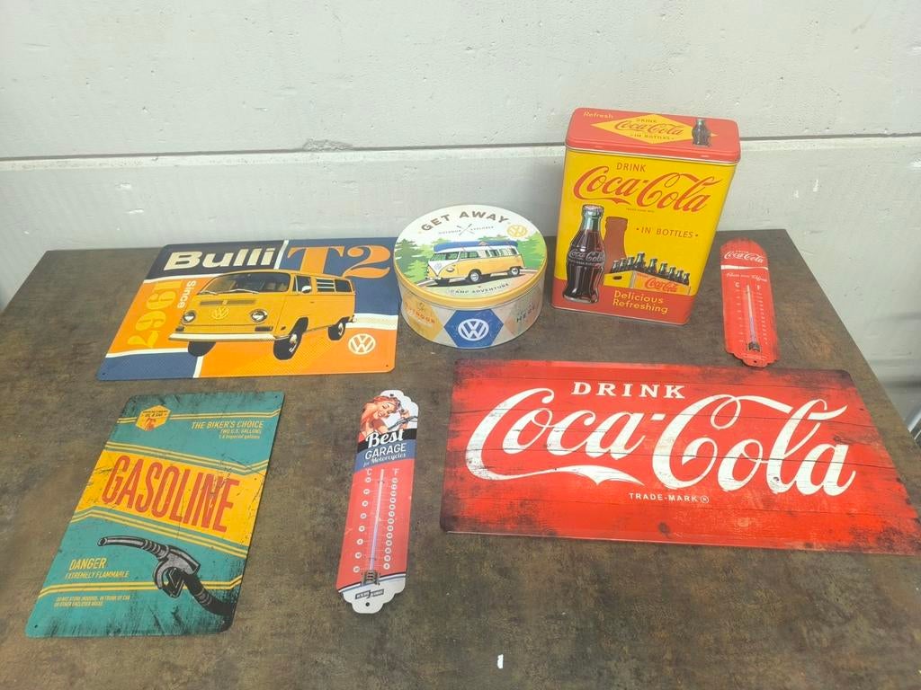 Set retro reclame & decoratie – Coca-Cola, VW & garage style, Enlèvement