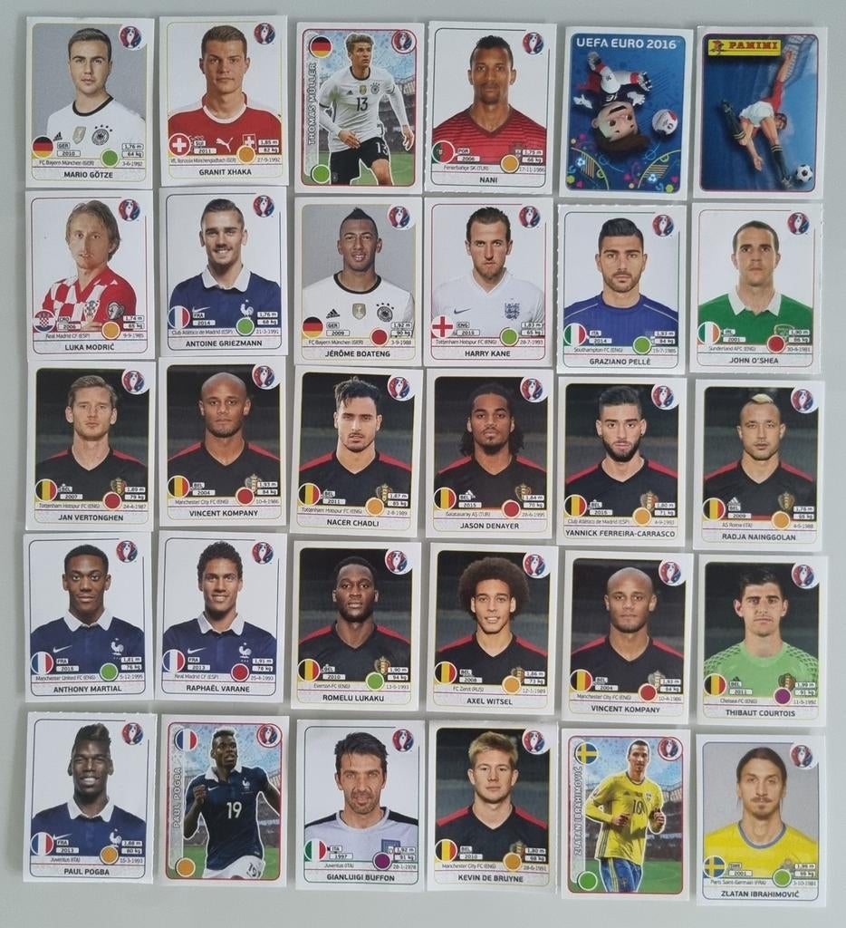 Lot de 30 vignettes Panini UEFA EURO 2016 France, Enlèvement ou Envoi, Comme neuf
