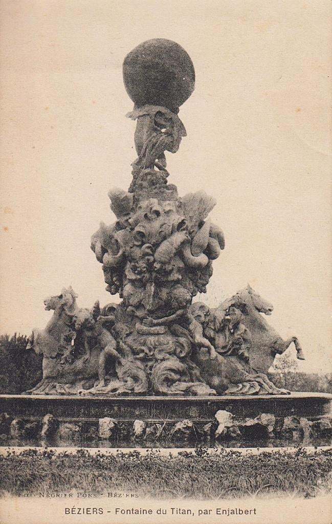 1928 - FRANCE - Béziers : Fontaine du Titan, Envoi, 1920 à 1940, Affranchie, France