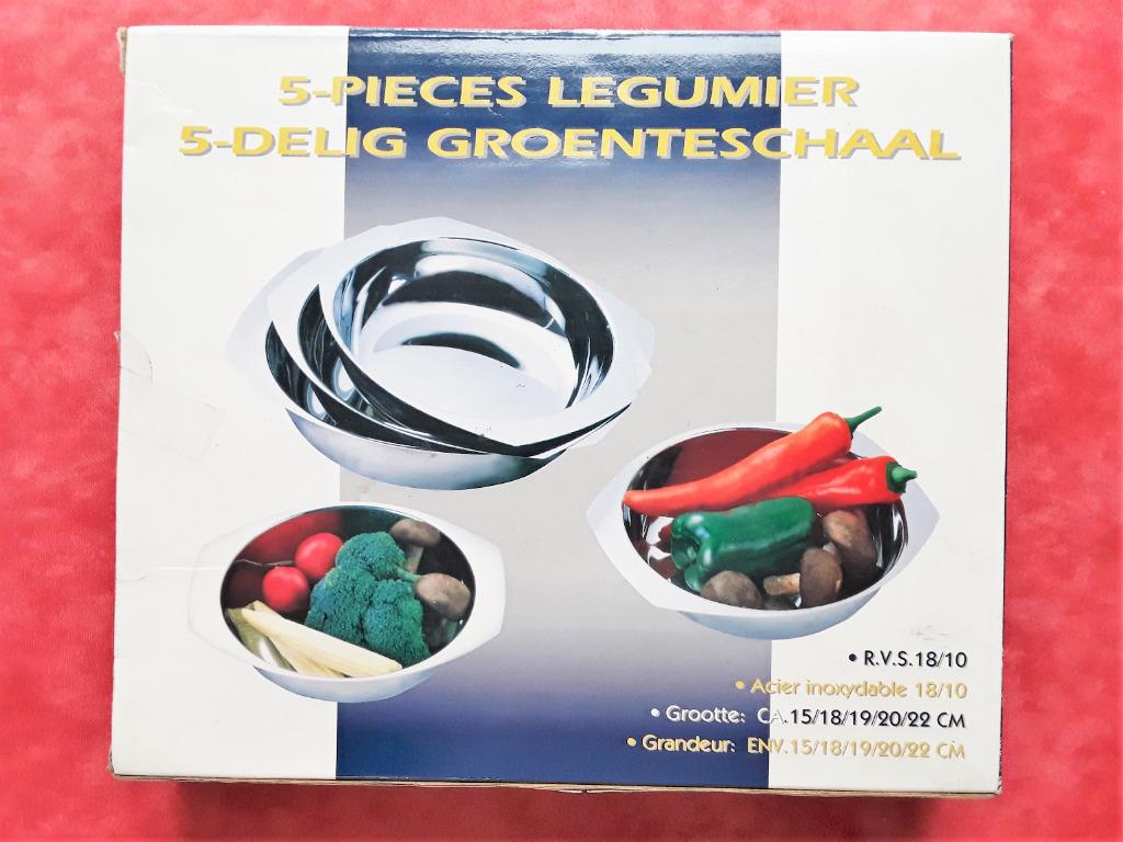 Set van 5 groenteschotels roestvrij staal - NOOIT GEBRUIKT, Ophalen, Nieuw