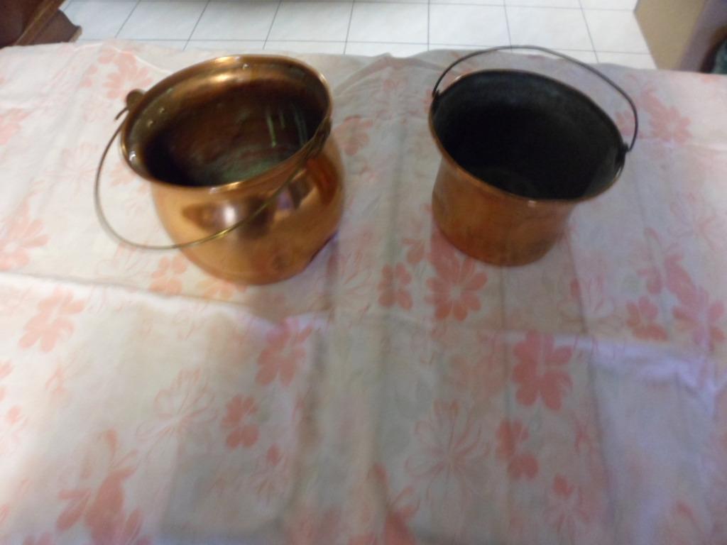 Série de 3 récipients en cuivre anciens, Enlèvement, Cuivre