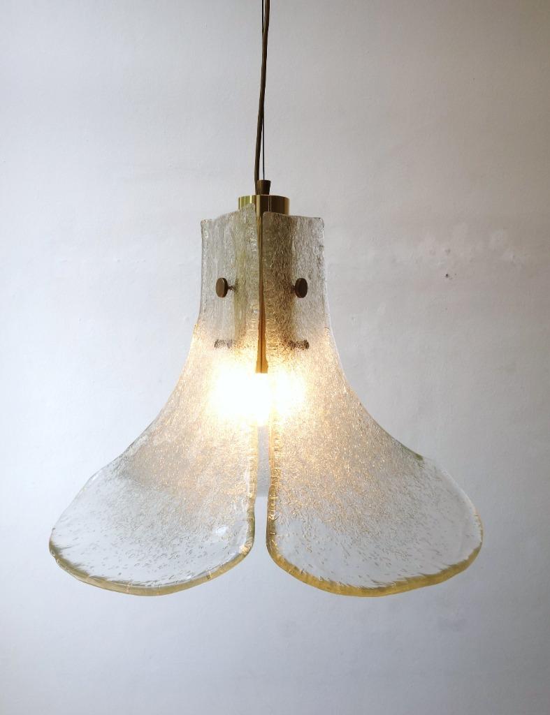 Vintage Kalmar hanglamp Murano Hollywood Regency ijsglas, Ophalen of Verzenden