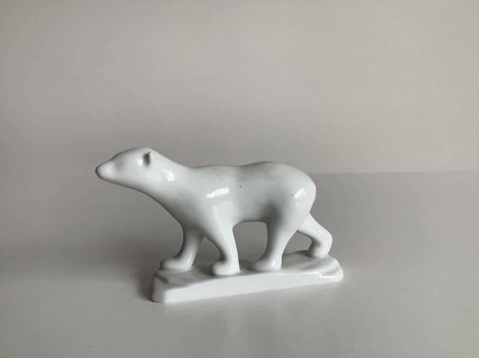 belle statue d'ours polaire en porcelaine art déco, Enlèvement ou Envoi