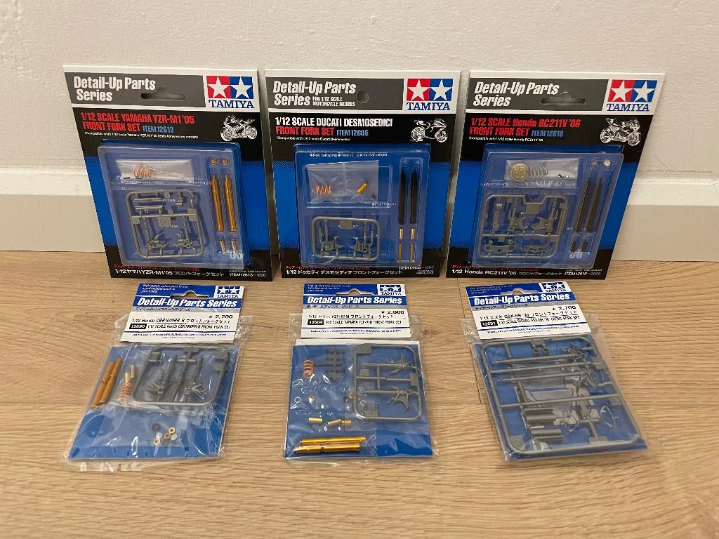 Tamiya - 1/12 motorfiets voorvork detail-kits, Ophalen of Verzenden, Zo goed als nieuw, Tamiya, Groter dan 1:32