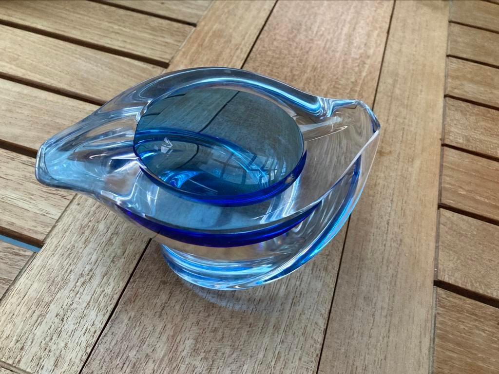 Asbak blauw, Huis en Inrichting, Ophalen, Zo goed als nieuw, Glas