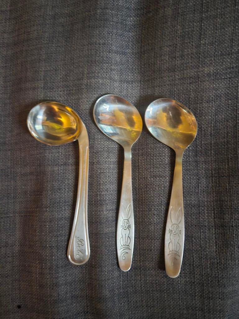 3 retro baby voedingslepeltjes, Antiek en Kunst, Ophalen of Verzenden