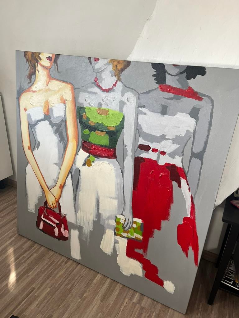 Groot schilderij - symbolische 5 eur, Antiek en Kunst, Kunst | Schilderijen | Modern, Ophalen